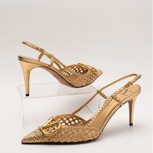 Valentino Garavani Gold Mesh Heels